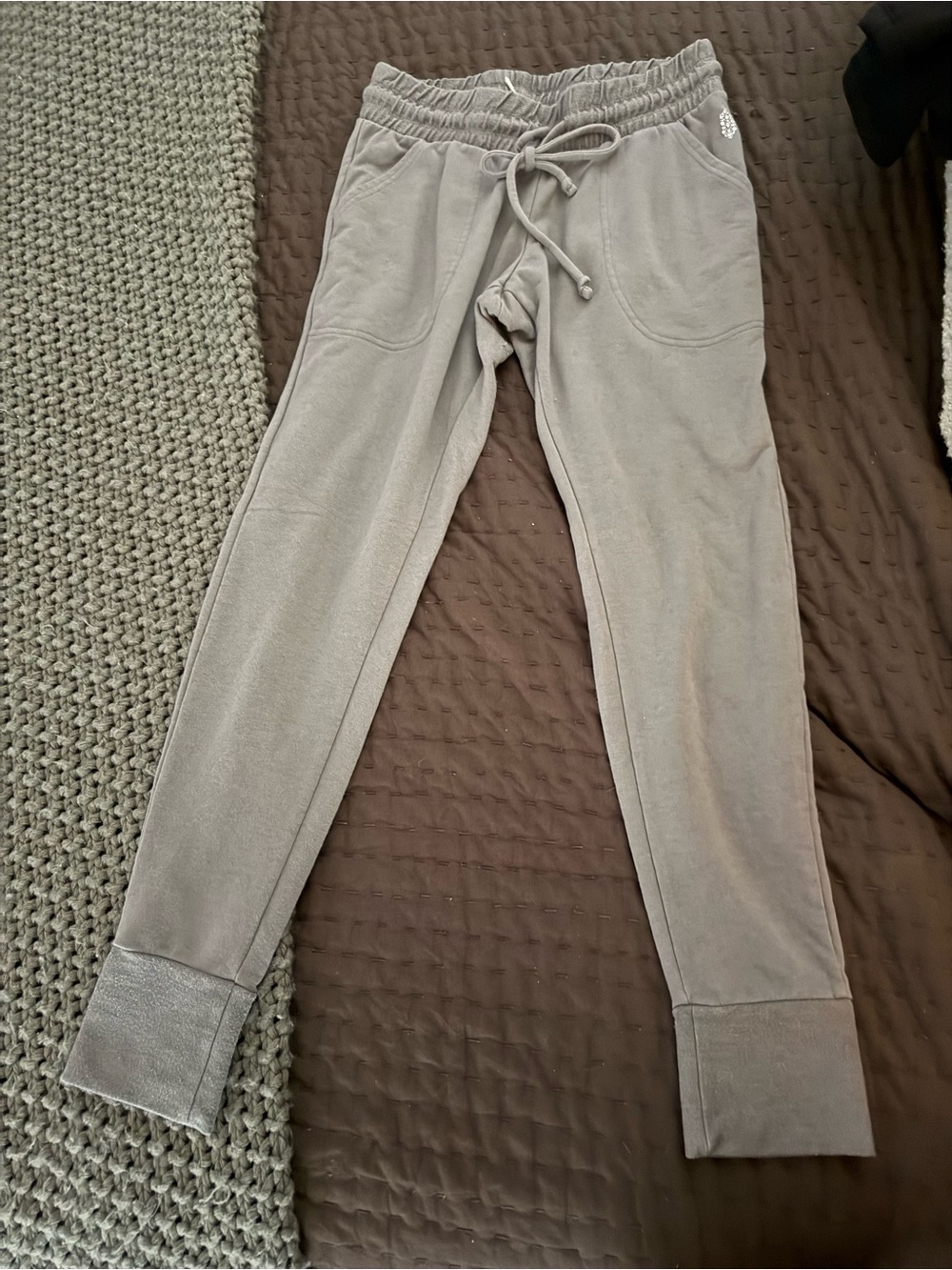 Free People Light Gray Drawstring Joggers